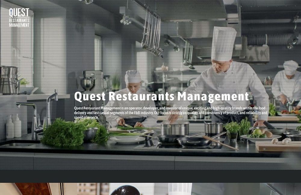 لقطة شاشة لموقع Quest Restaurants Management الإلكتروني