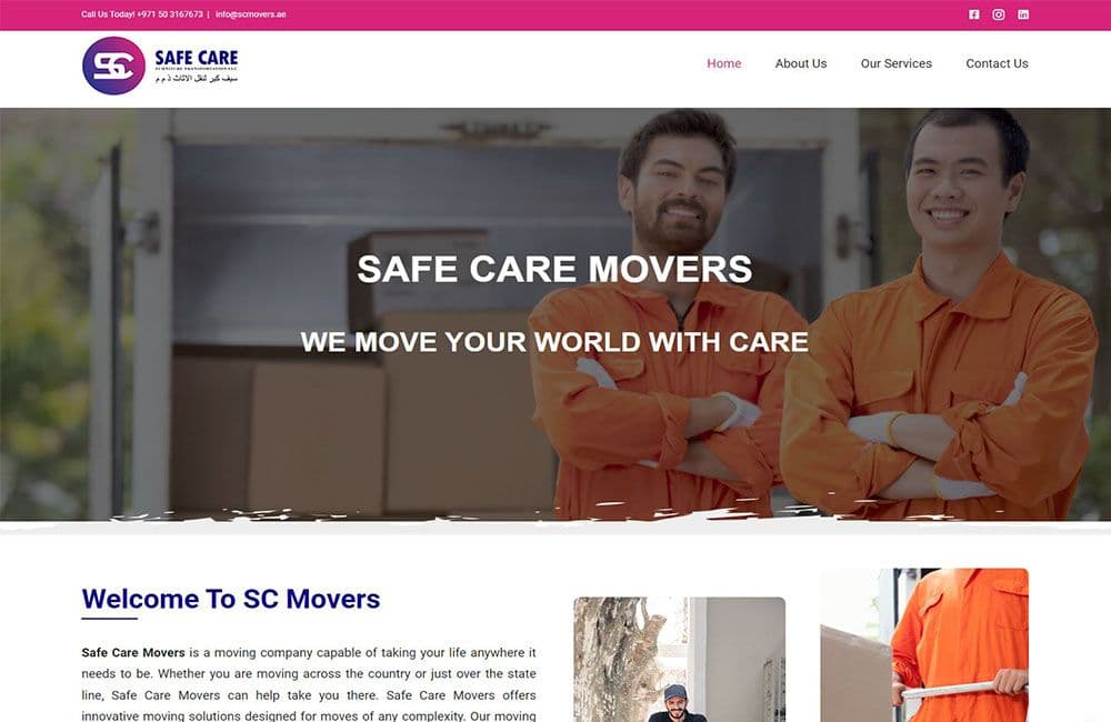 لقطة شاشة لموقع Safe Care Furniture Transportation LLC الإلكتروني